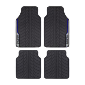 SPARCO - ALFOMBRA UNIVERSAL - JUEGO DE 4 PIEZAS AZUL/NEGRO PARA CARRO.