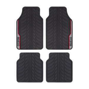 SPARCO - ALFOMBRA UNIVERSAL - JUEGO DE 4 PIEZAS ROJO/NEGRO PARA CARRO.