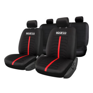 SPARCO - Forro de asiento para carro - juego de 3 piezas - rojo/negro