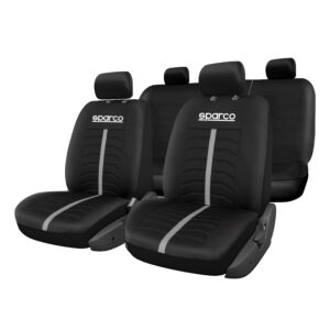 SPARCO - Forro de asiento para carro - juego de 3 piezas - gris/negro